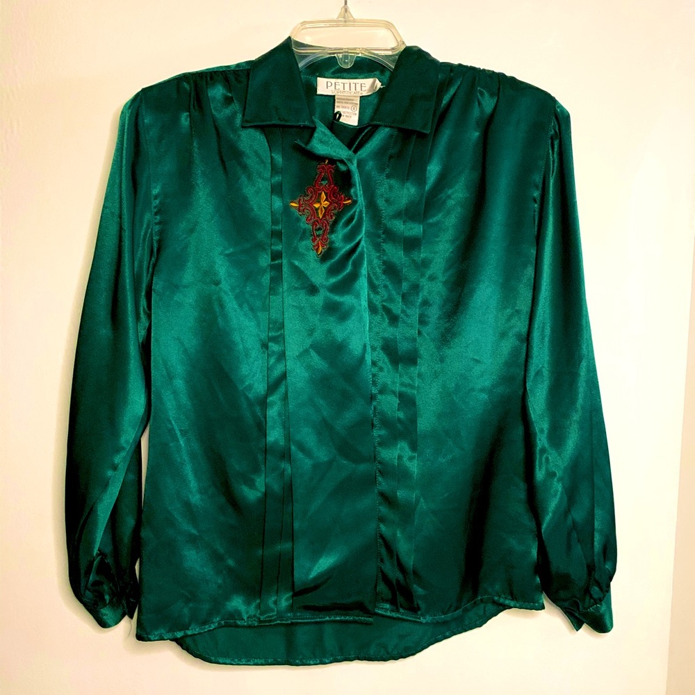 Petite Sophisticate Vintage Satin Blouse | 4
